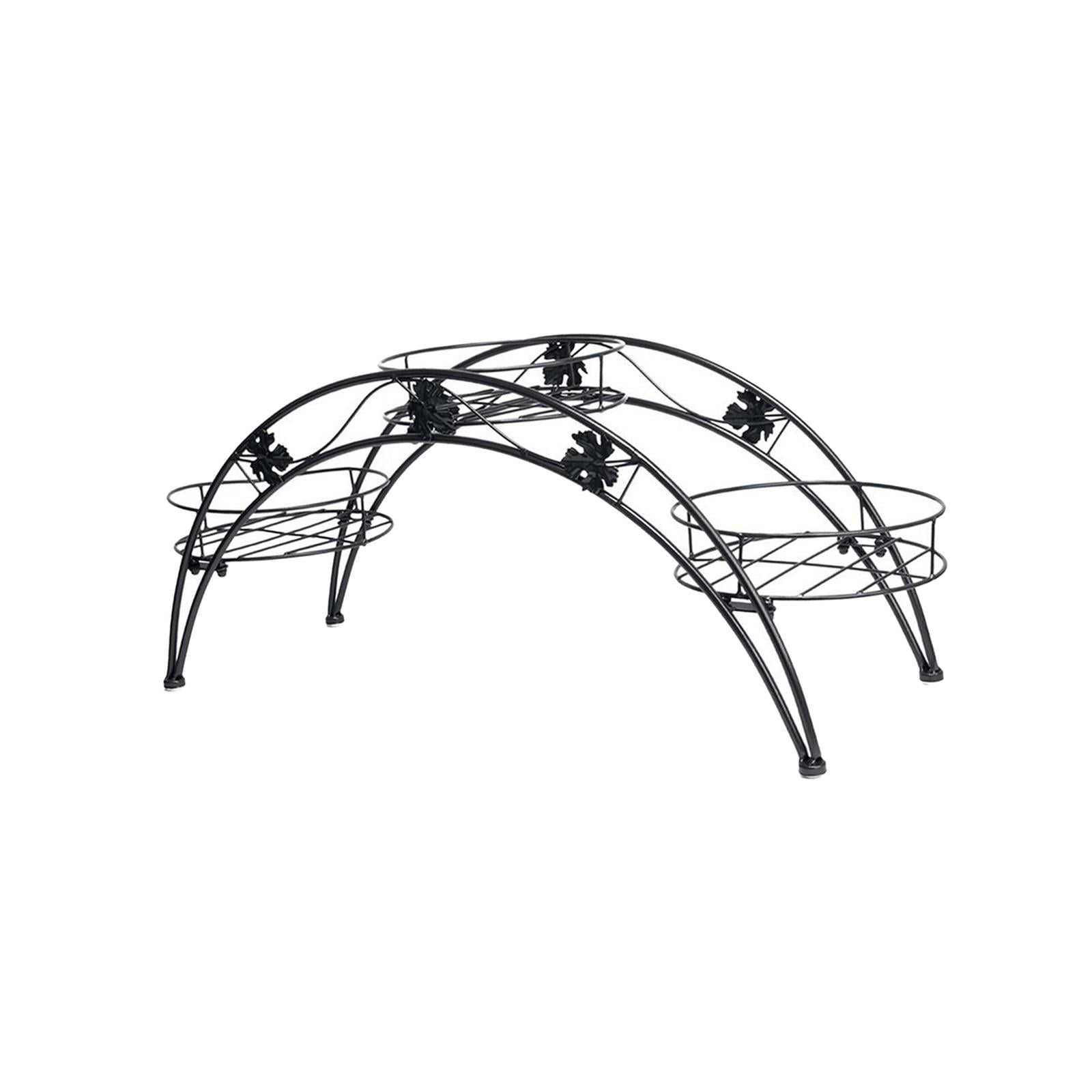 Magideal - Con 3 Bandejas Para Macetas, Soporte Para Macetas, Soporte En Forma De Arco, Soporte Para Jardín, Metal, Arte Del Hierro, Contenedor De Jardín, Soport