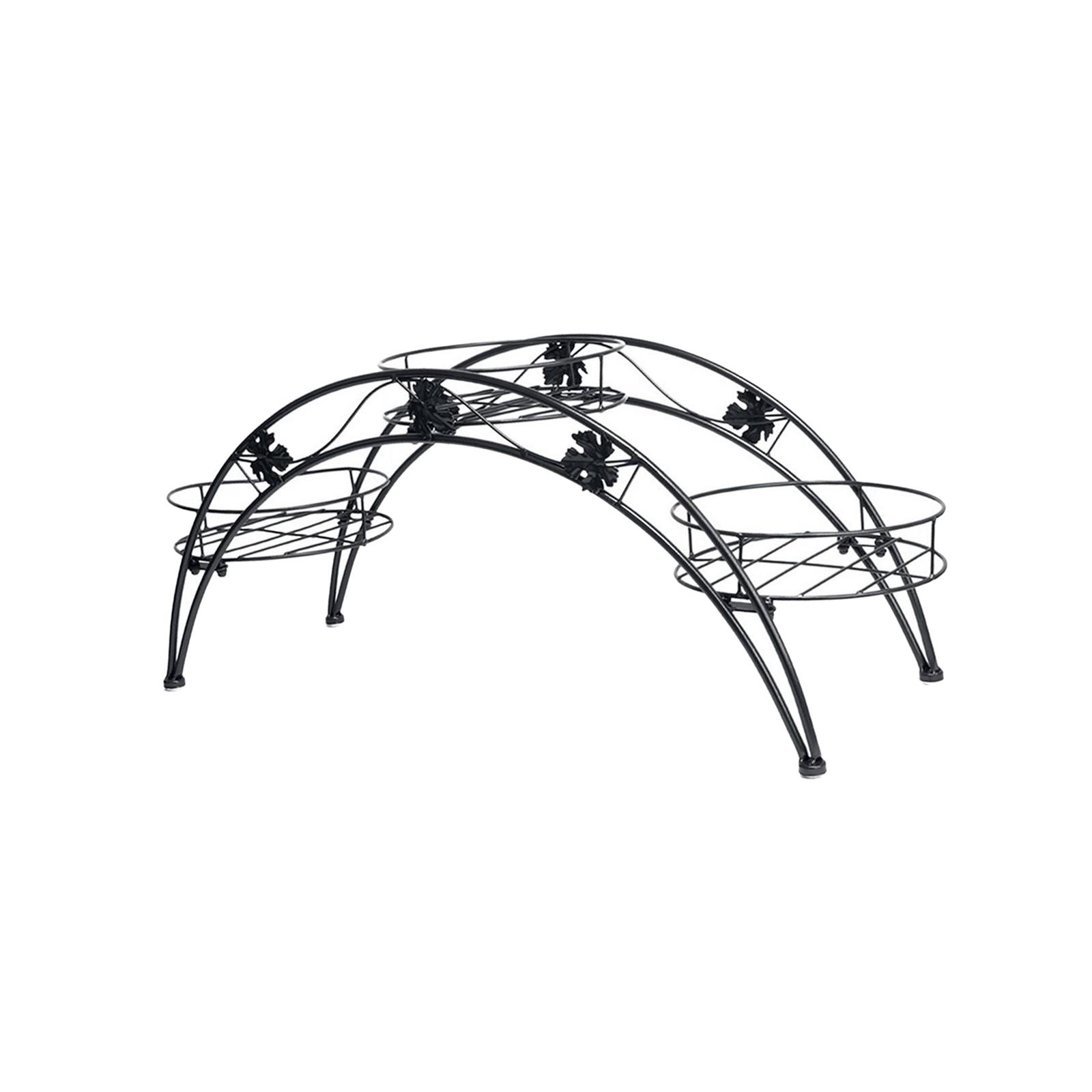 Magideal - Con 3 Bandejas Para Macetas, Soporte Para Macetas, Soporte En Forma De Arco, Soporte Para Jardín, Metal, Arte Del Hierro, Contenedor De Jardín, Soport