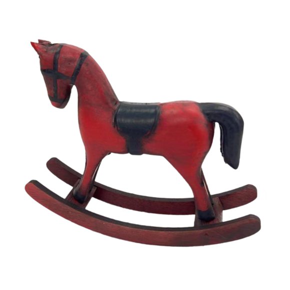 Figura De Caballo Mecedor De Madera, Escultura De Animal Para Dormitorio, Estantería, Armario, Color Rojo