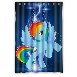 Pinghai - Cortina De Ducha De My Little Pony Con Diseño De Caballo Arcoíris Y Dash, Con Ganchos, Tamaño 48 X 72 Pulgadas