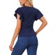 thumbnail image 3 of INSPIRE CHIC Blusa de Imitación de Envoltura para Mujeres Regreso a Clases Verano Cuello en V Manga con Volantes Blusa Casual Talla XL Azul Oscuro, 3 of 6
