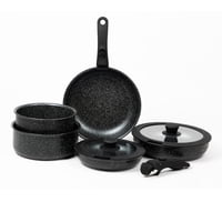 Haussen - Batería De Cocina Antiadherente Granito 11 Piezas Infini Negro