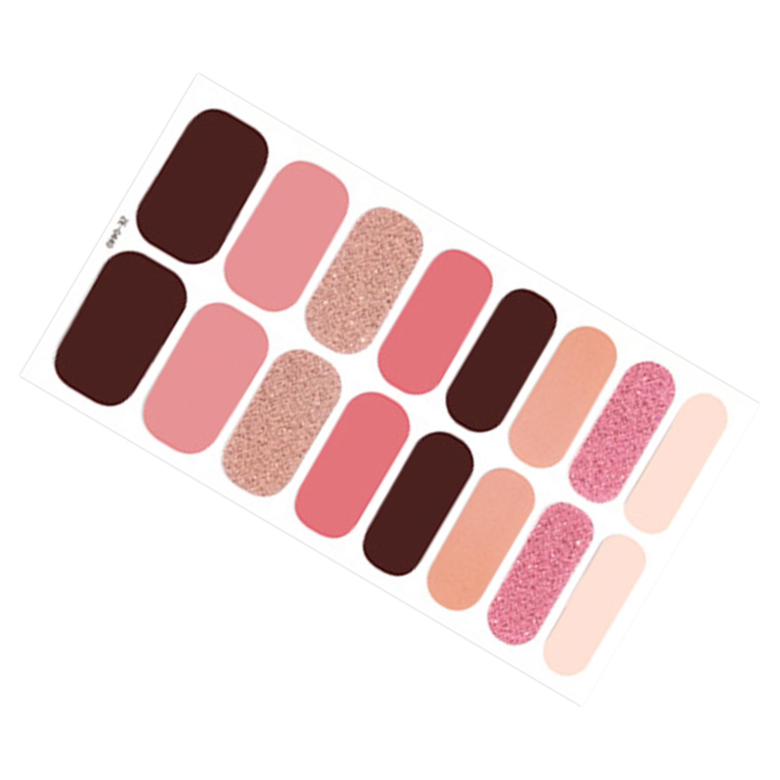 Ioensy - 16 Piezas De Tiras De Uñas De Gel Curadas Autoadhesivas Pegatinas De Envoltura De Uñas De Gel Calcomanías Estilo B
