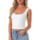 thumbnail image 4 of INSPIRE CHIC Camiseta de Mujer de Jersey con Encaje de Punto Acanalado en U para Pijama, Tops Suaves sin Mangas, Camiseta de Tirantes para Estar en Casa y Dormir M Blanco, 4 of 6