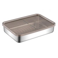 Magideal - Contenedor De Almacenamiento De Alimentos Multiusos, Organizador Rectangular Para Nevera, Contenedores De Preparación De Comidas De Metal Portátiles P 197 Cm X 14 Cm X 4 Cm