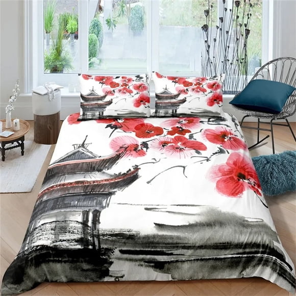 Cherry Blossom Flower Bedding Set Boys Girls Duvet Cover Pillowcase Bed boys Teen Adults