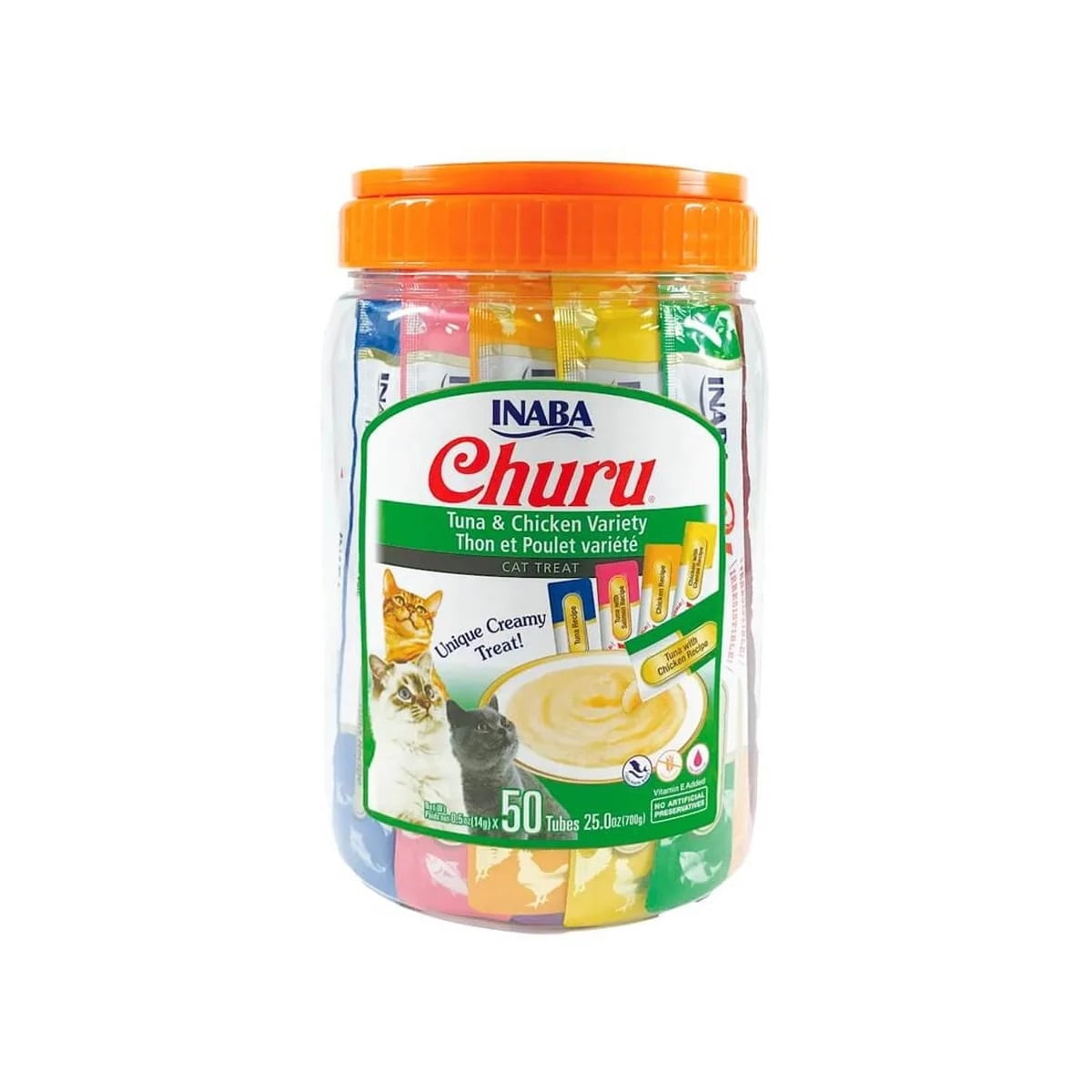 Churu Para Gatos Variedades De Pollo Y Atun 50 Tubos X 14 G