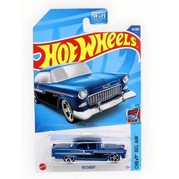 Auto de metal Hot Wheels '55 Chevy Bel Air azul 1:64