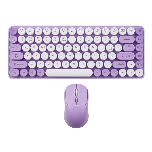 Kit Teclado Y Mouse Estilo Retro Inalambrico Bluetooth