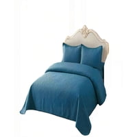 Genérico - Cubrecama Quilt De Verano 1 5 Plazas Con Pompon Color Azul