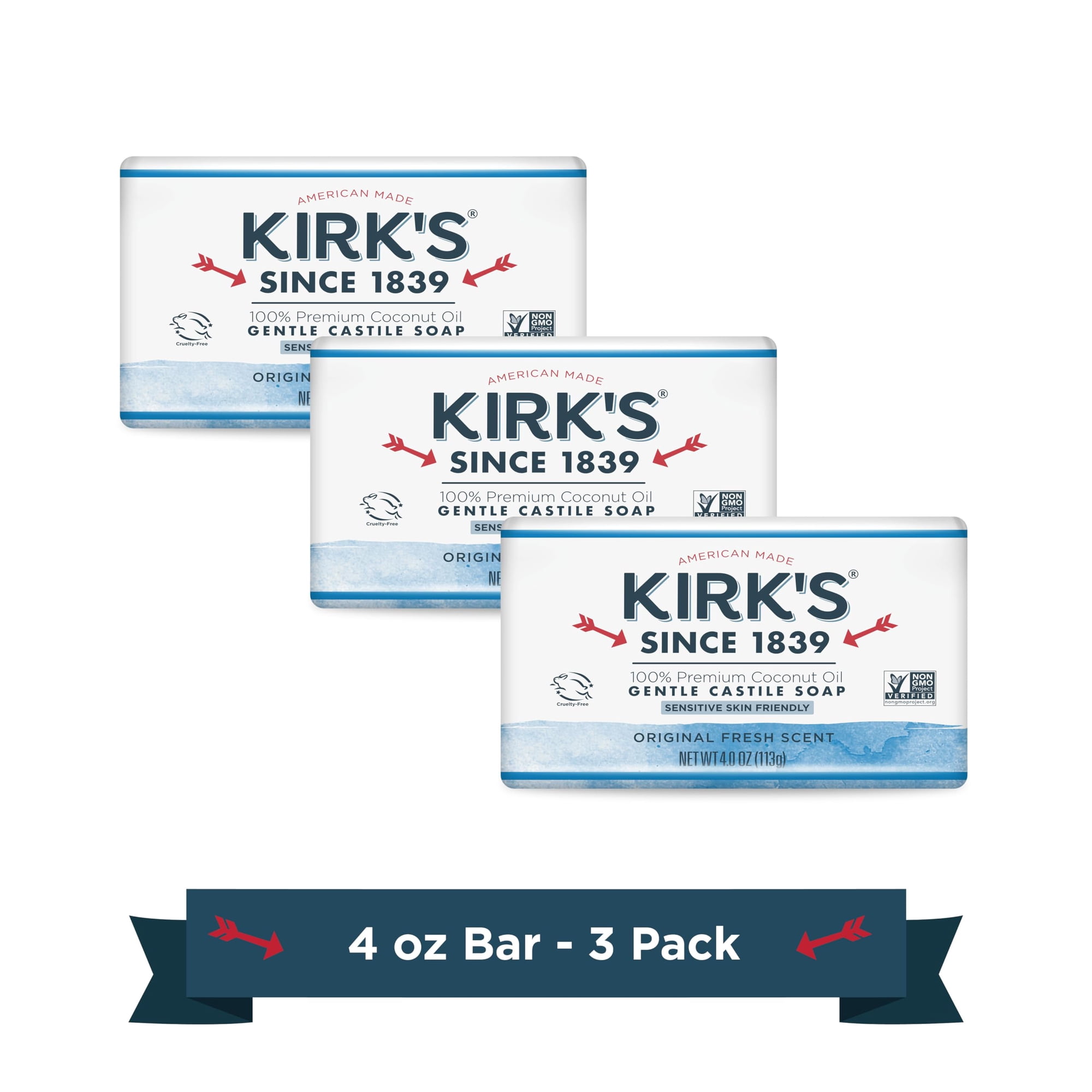Jabón En Barra Kirk's Castile Clean Para Hombres, Mujeres Y Niños 120 Ml