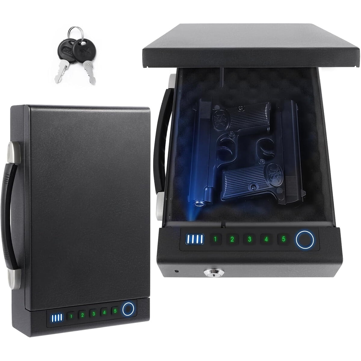 Caja Fuerte Leogowr Biométrica Para 2 Pistolas Portátil