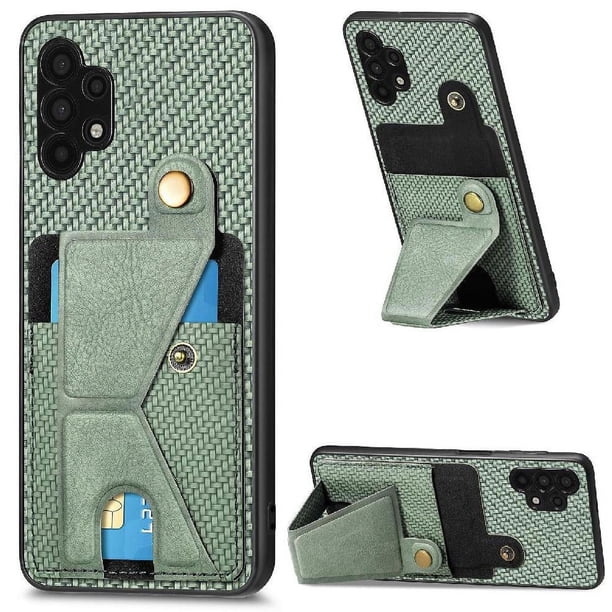 Funda Resistente para Samsung Galaxy A32 5G con Tarjetero y Soporte, Diseño Magnético Verde
