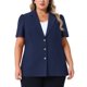thumbnail image 1 of Agnes Orinda Blazers de Mujer Talla Grande de Una Sola Fila con Solapa de Muesca de Manga Corta Chaquetas de Oficina 2X Azul Marino, 1 of 8