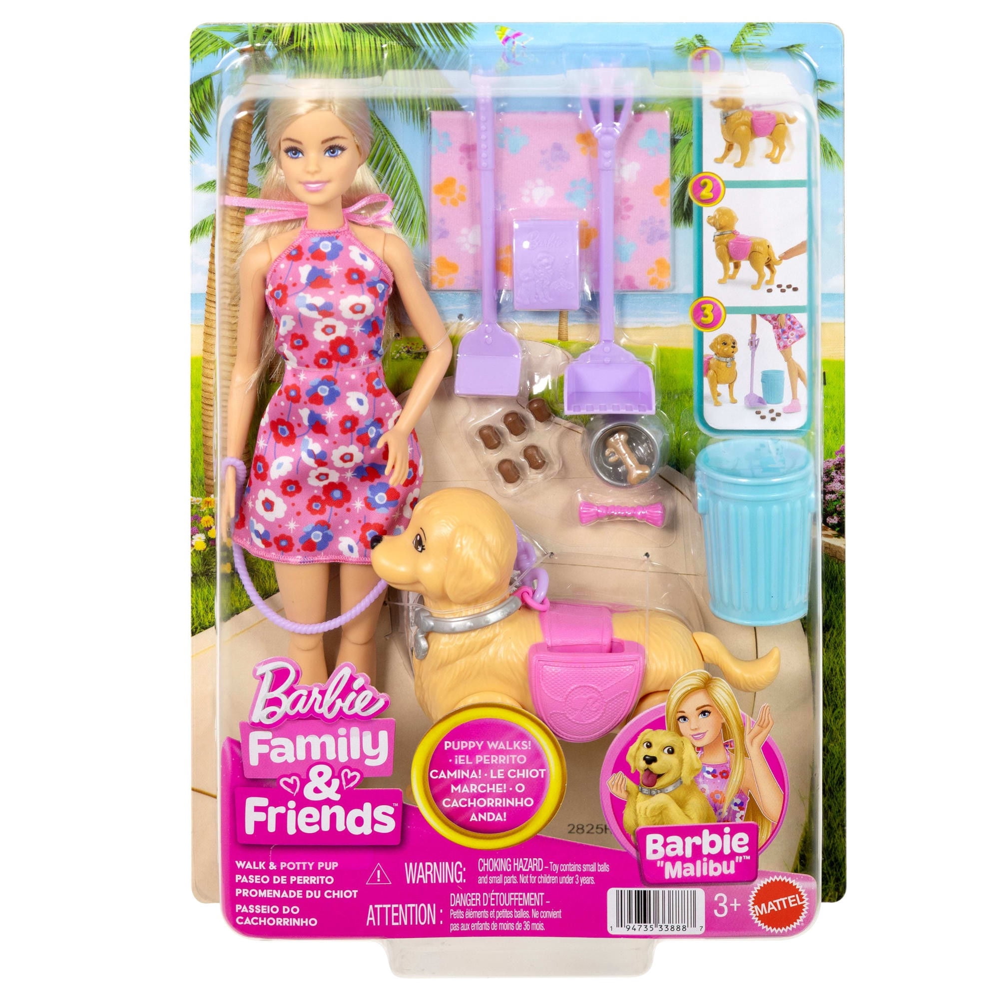Set de Juego Barbie con Perrito Paseo y Baño 3 Años en Adelante
