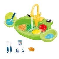 Bothyi - Los Niños Juegan Juguetes De Fregadero Con Agua Corriente Lavavajillas Juguete Para Regalo De Cumpleaños Rana Verde