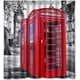 thumbnail image 1 of Cortina de ducha con diseño de cabina telefónica roja de Londres y Big Ben, juego de cortina de baño con ganchos, tamaño 66 x 72 pulgadas, 1 of 3