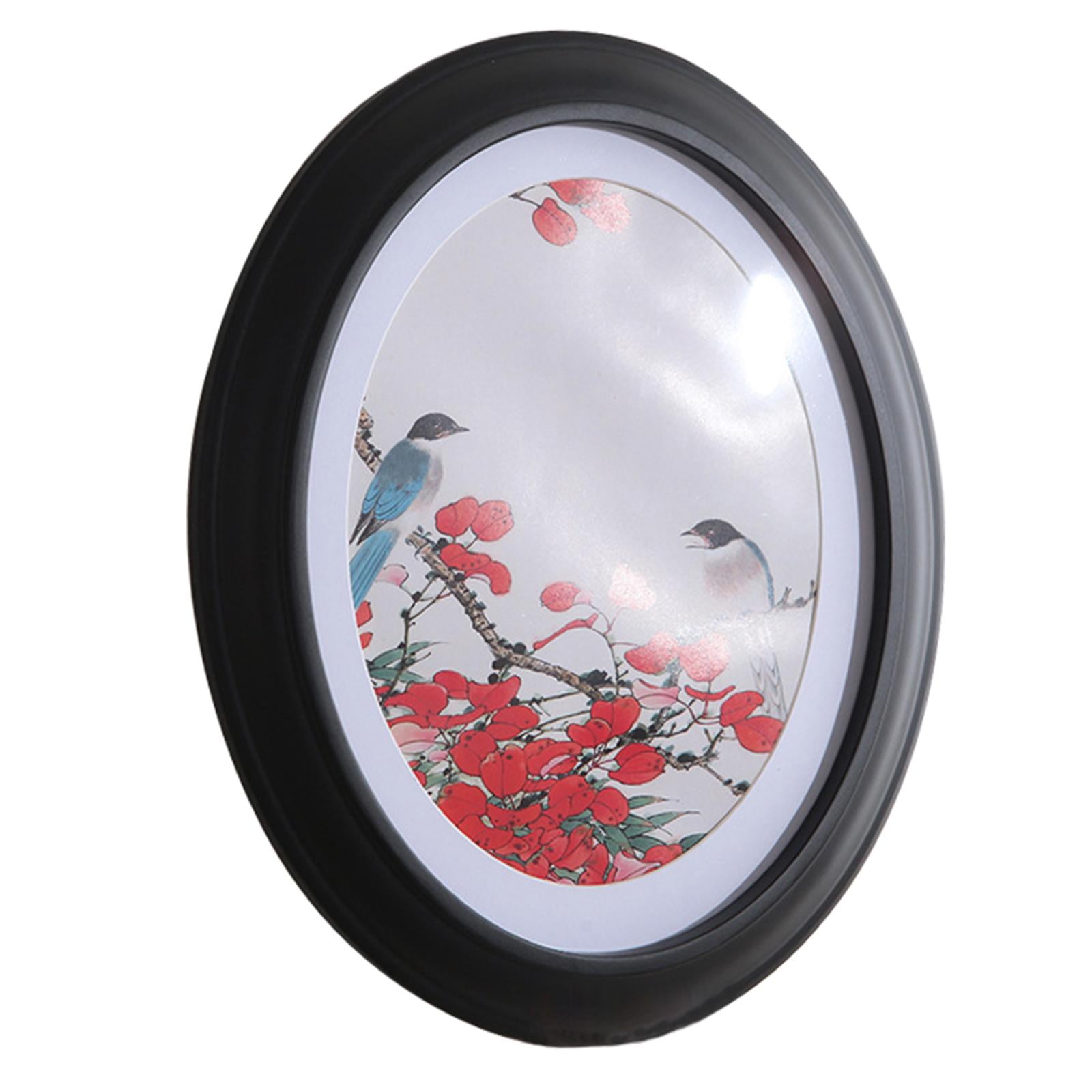 Magideal - Marco De Fotos De Madera Ovalado, Marco De Fotos De Madera, Soporte De Tarjeta Montado En La Pared, Soporte Grabado Para Zhuo Home Wedding Home Bedroo , Negro B-negro