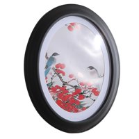 Magideal - Marco De Fotos De Madera Ovalado, Marco De Fotos De Madera, Soporte De Tarjeta Montado En La Pared, Soporte Grabado Para Zhuo Home Wedding Home Bedroo , Negro B-Negro