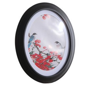 Magideal - Marco De Fotos De Madera Ovalado, Marco De Fotos De Madera, Soporte De Tarjeta Montado En La Pared, Soporte Grabado Para Zhuo Home Wedding Home Bedroo , Negro B-Negro