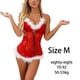 thumbnail image 4 of Lencería navideña para mujer, lencería sexy roja de Papá Noel con encaje, camisón con cuello en V, ropa de dormir roja, 4 of 5