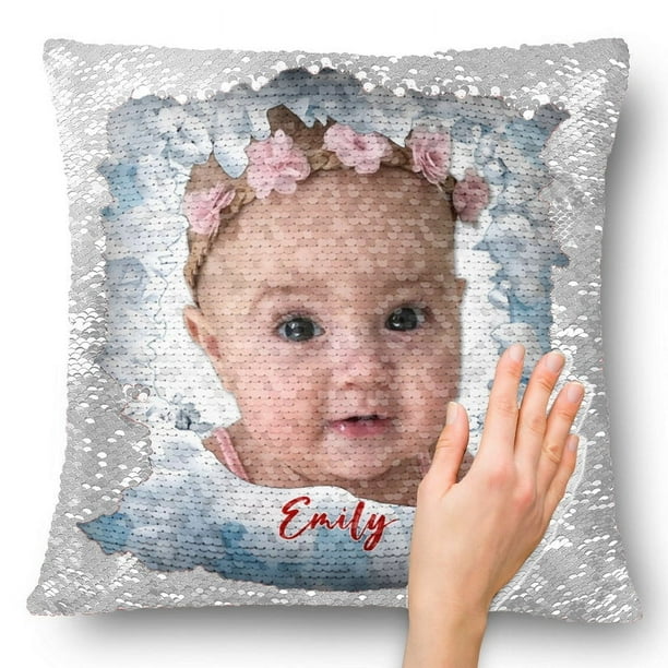 My Kids - Funda de cojín de lentejuelas personalizada para niños