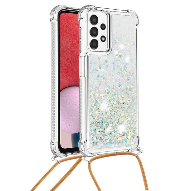 Funda FOXDOCK para Samsung Galaxy A13 4G con Cuerda Ajustable, Brillo Líquido, Protección Antigolpes y Lente – Ideal para Regalo