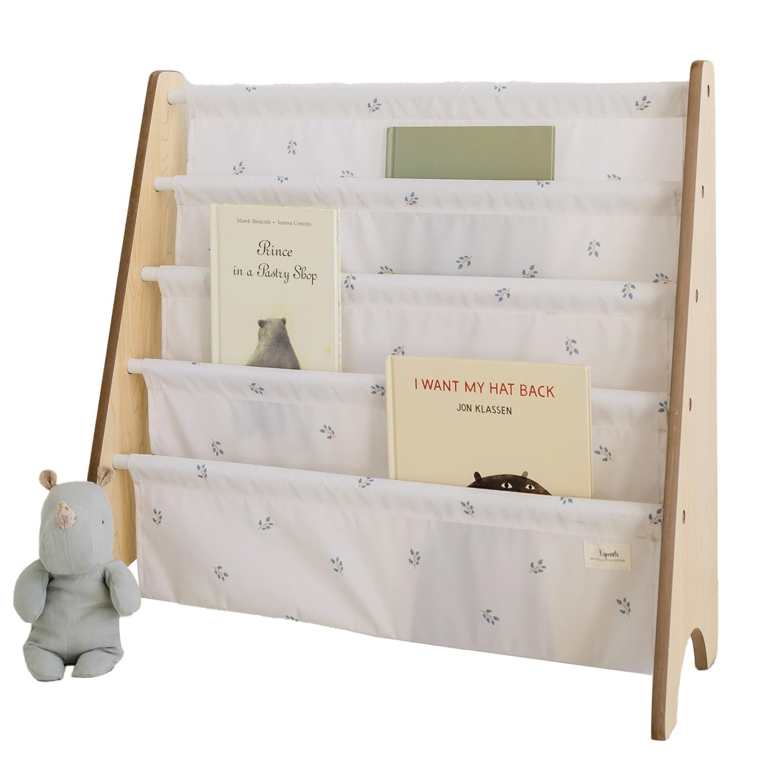 Estante Para Libros 3 Sprouts Kids Con Tela Reciclada, 4 Niveles, Cabestrillo Azul