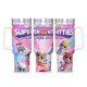 thumbnail image 1 of Supergatitos Vaso aislado de acero inoxidable con asa, diseño temático, regalo para familia, amigos y fans; incluye pajita y encaja en el portavasos estándar, 40 oz, 1 of 6