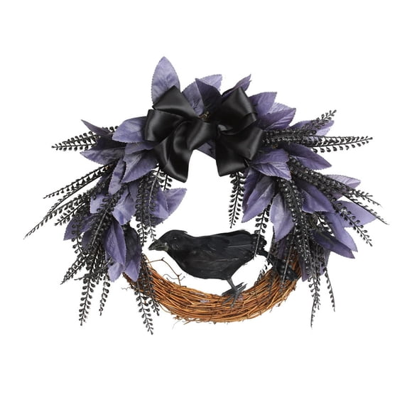 Corona De Cuervo Para Puerta Delantera, Decoración De Lazo Para Sala De Estar, Coronas De Halloween De 35cm