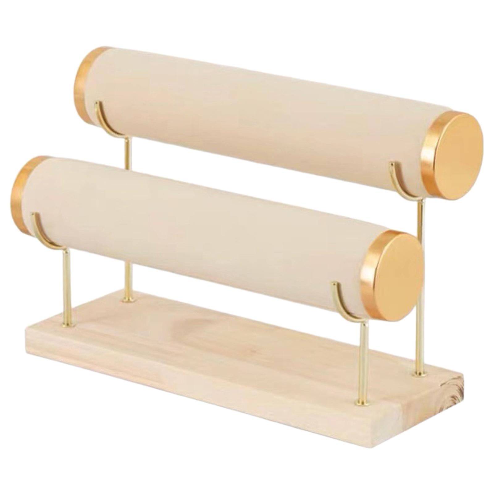 Magideal - Soporte De Exhibición De Pulsera De 2 Niveles, Organizador De Exhibición De Joyería Para Joyería De Reloj De Brazalete, Transmisión De Dormitorio Blanco