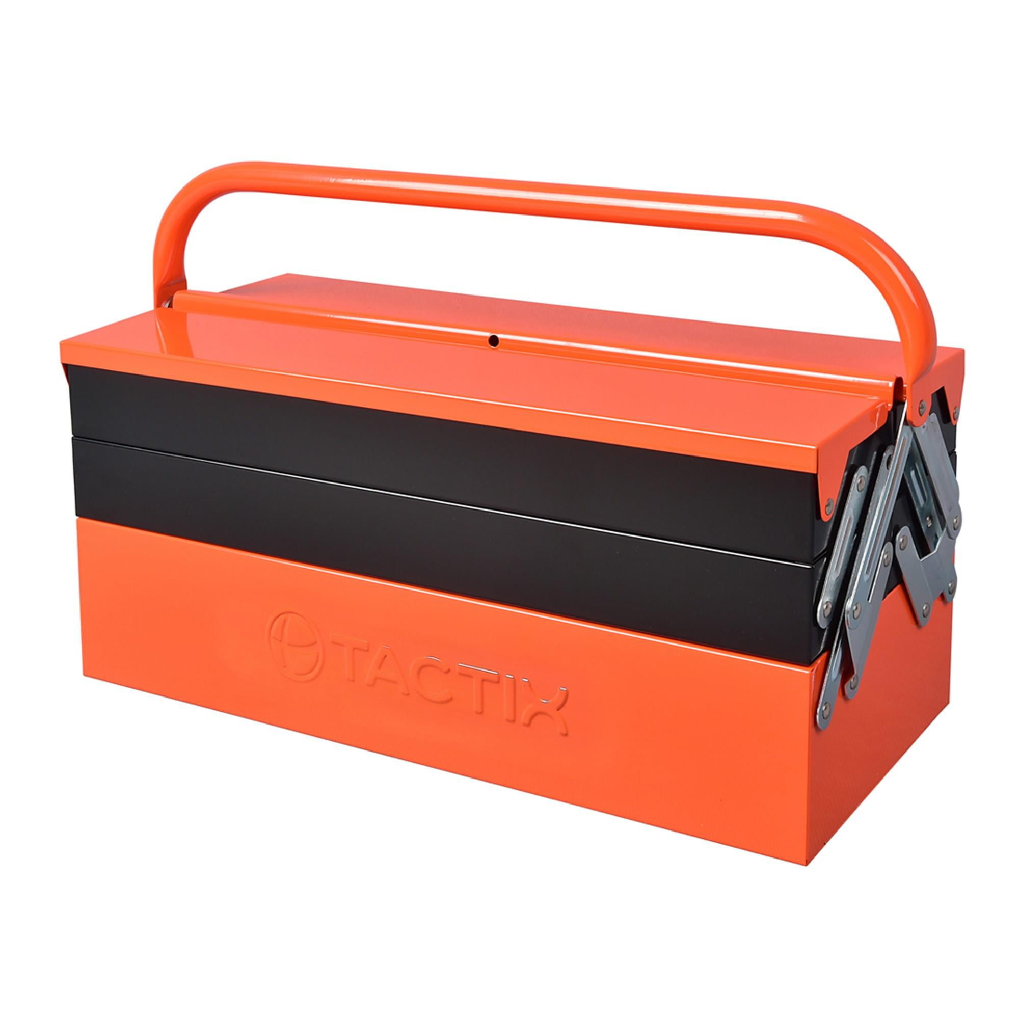 Caja Metalica Naranja 5 Compartimentos 47cm Tactix