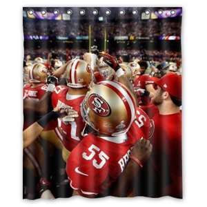 Pinghai - Cortina De Ducha De San Francisco 49Ers, Juego De Cortina De Baño Con Ganchos, Tamaño 60 X 72 Pulgadas