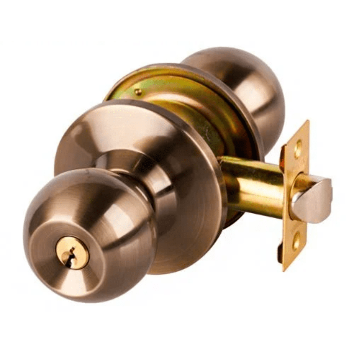 Genérica - Cerradura Puerta Principal Acero Inoxidable Circular Bronce