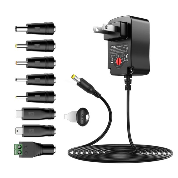 Adaptador AC/DC ZOZO Universal Cargador de 12 W, 3 V, 4,5 V, 5 V, 6 V, 7,5 V, 9 V, 12 V