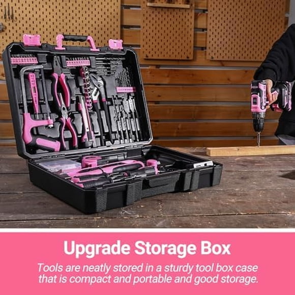 Taladro Inalámbrico 20v Kit 186 Piezas Rosa