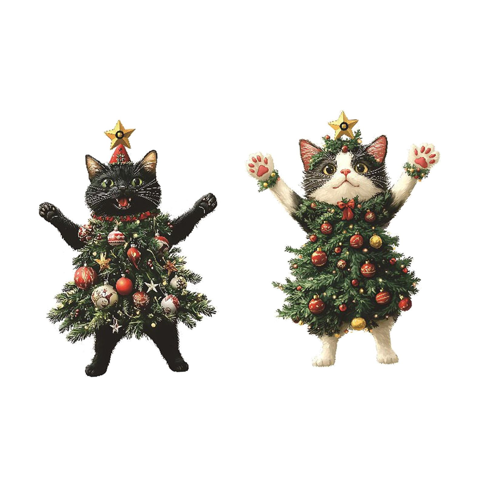 Bothyi - Adorno Para Árbol De Navidad Con Forma De Gato, Plano, 2d, Bonito Adorno Navideño Para Pared, Familiar