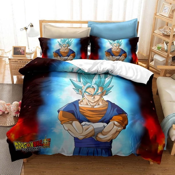 Dragon Ball Anime Quilt Duvet Cover Set Soft Doona Cover 3-Piece Bedding Set
