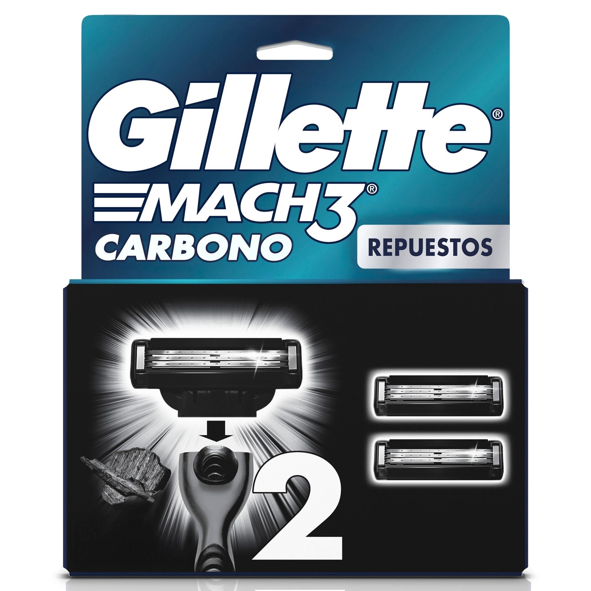 Repuesto Para Máquina De Afeitar Mach3 Carbono Con 3 Hojas 1 Un Gillette