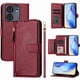thumbnail image 1 of Funda tipo cartera para BLU View 5 con bolsillo con cremallera, tarjetero, soporte, correa para la muñeca y tapa de cuero Rojo, 1 of 5