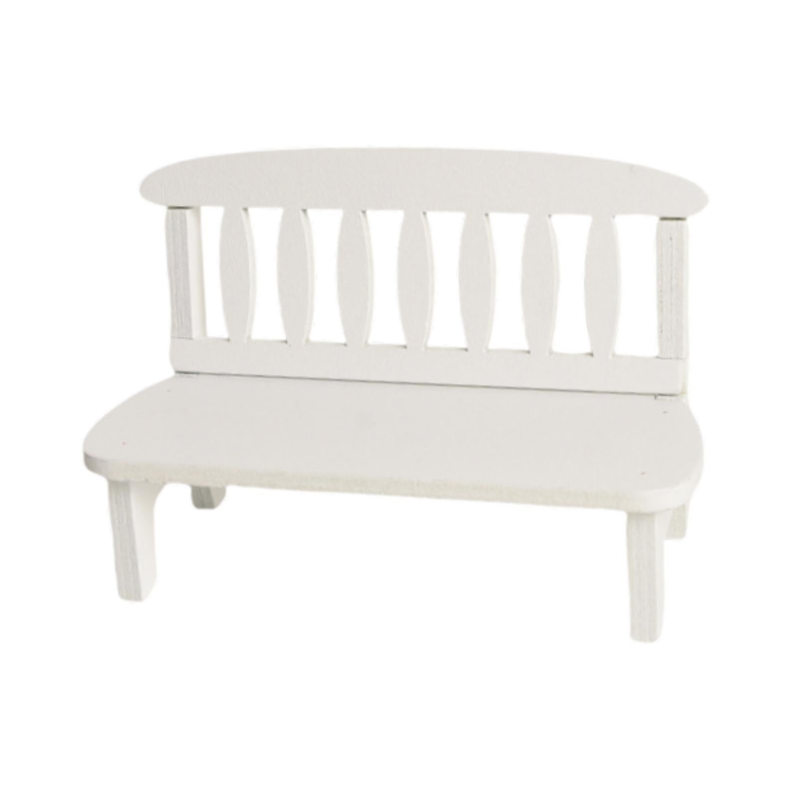 Bothyi - Mini Banco De Madera Para Casa De Muñecas, Accesorio Para Centro De Mesa, Decoración De Paisaje Para Casa De Muñecas, Color Blanco