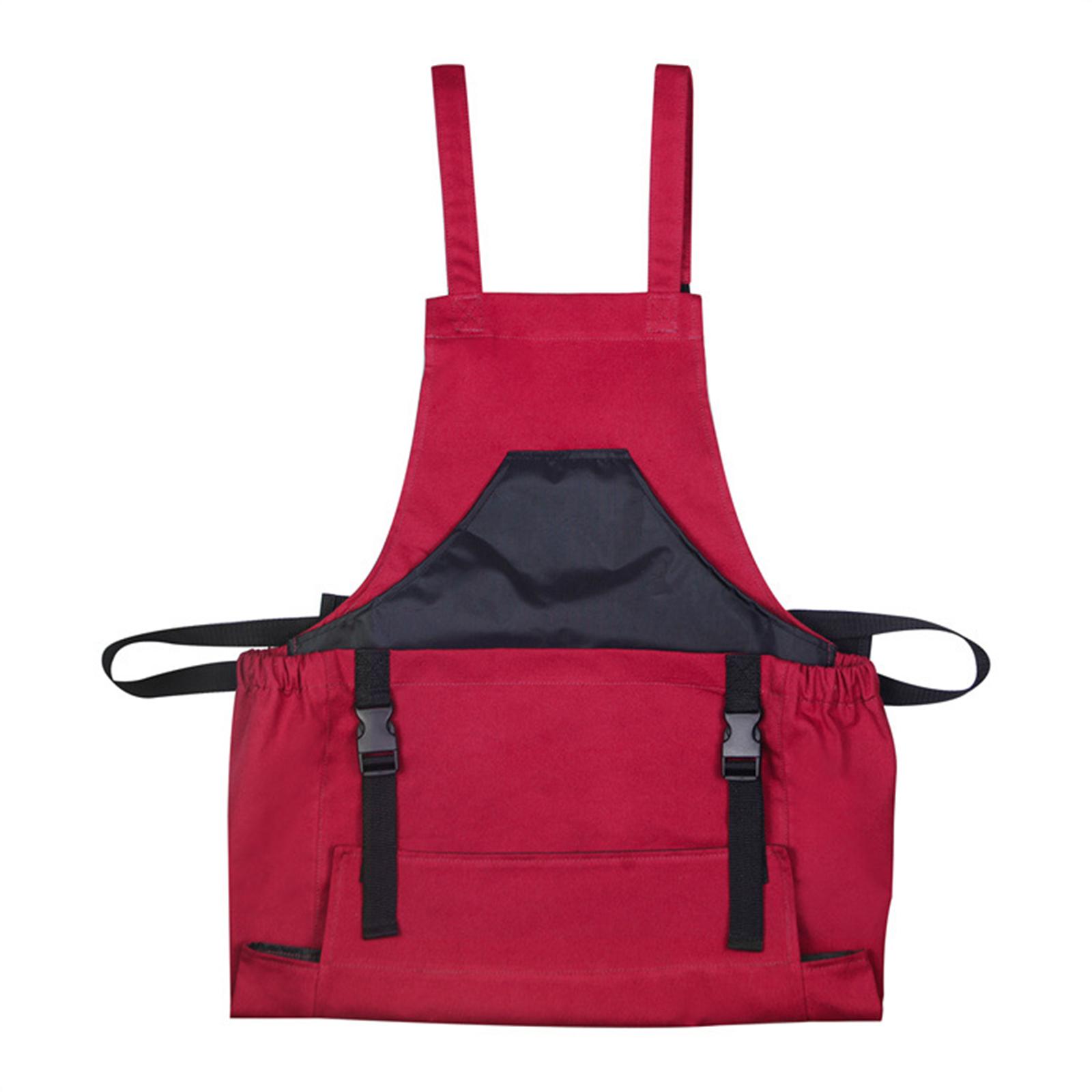 Magideal - Lona Natural Delantal De Jardinería Regalo De Jardinería Hebilla Duradera Delantal De Trabajo Trabajo De Jardín Para La Limpieza De La Casa Jardinería Rojo Oscuro