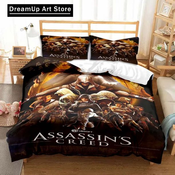 FashionA-Assassins Creed Art Bedding Set Boys Girls Duvet Cover Pillowcase Bed Adult Bedroom