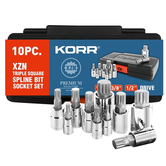 Juego de vasos con punta de spline KORR 10 piezas XZN Cuadrado Triple