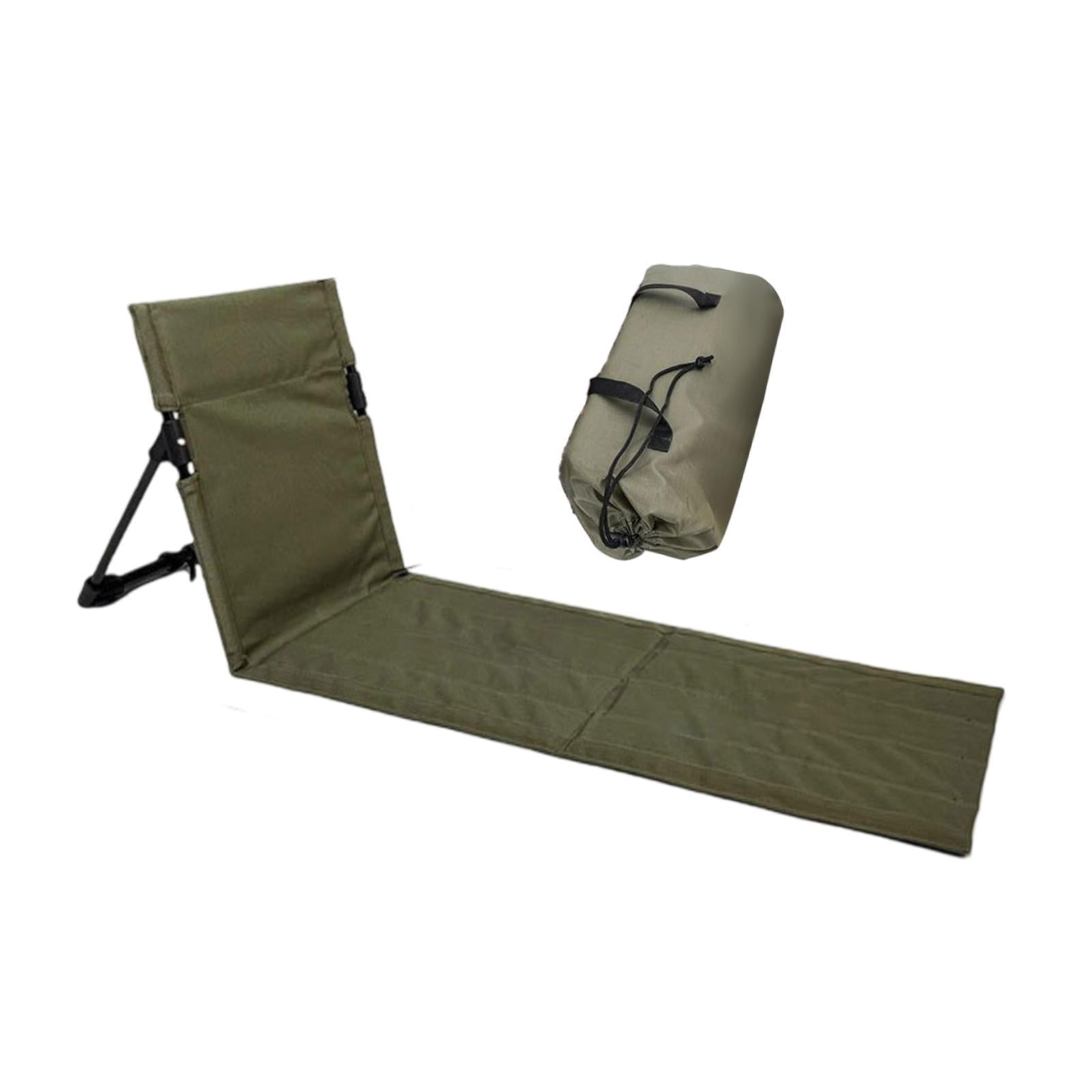 Magideal - Colchoneta Plegable Para Silla De Playa Con Respaldo, Tumbona Oxford De Aleación De Aluminio, Asiento Bajo, Asiento De Suelo Para Jardín, Senderismo, Verde Oscuro