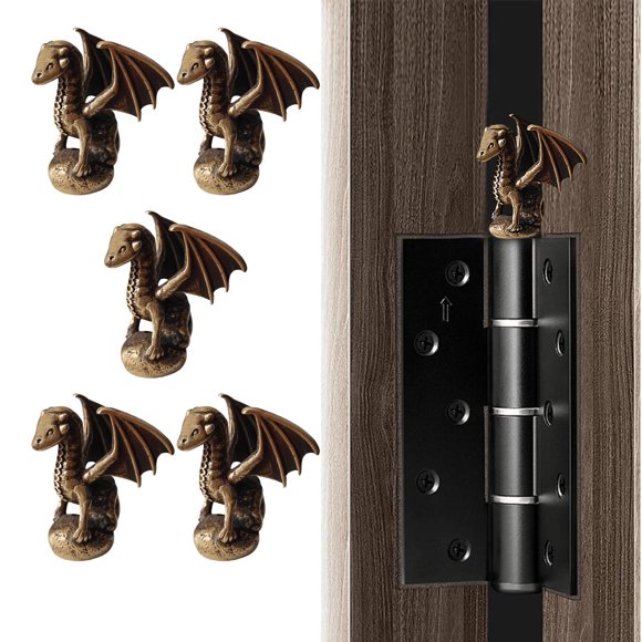 Tope Decorativo Para Bisagra De Puerta Dragón De Bronce Set Magnético