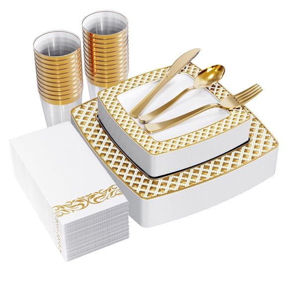 Juego de vajilla FOCUSLINE, 175 piezas, dorado para 25 invitados