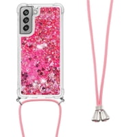 Funda Foxdock Para Samsung Galaxy S21 Fe Con Cuerda Ajustable, Brillo Líquido, Protección Antigolpes Y Lente – Ideal Para Regalo