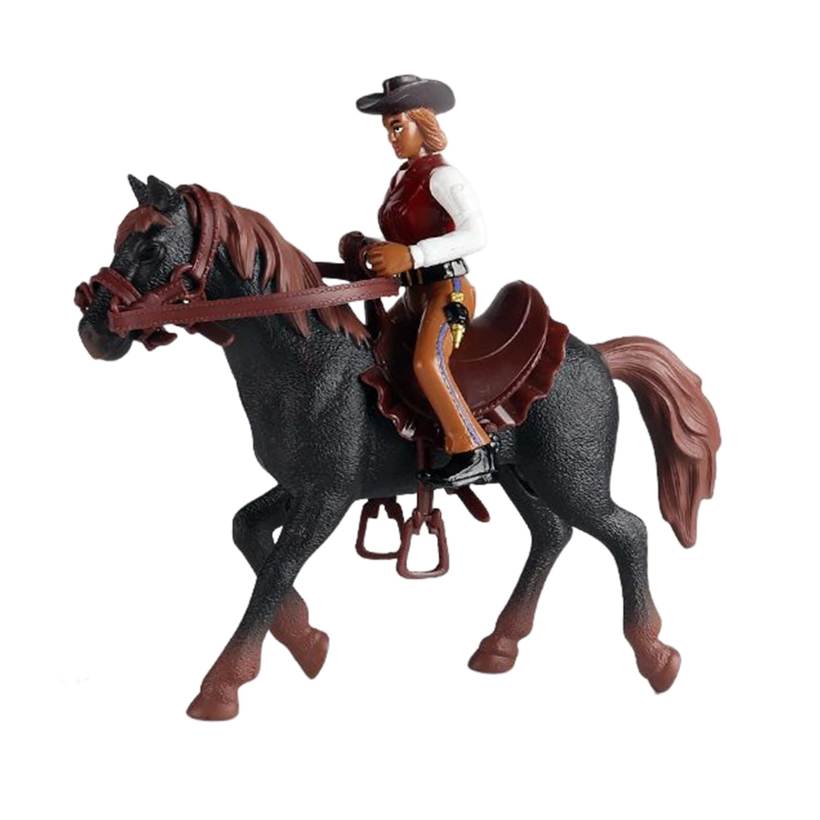 Magideal - Figura De Caballo Realista, Juego De Figuras De Acción, Decoración De Fiesta, Colección De Figuritas De Equitación Para Diorama, Decoración De Diseño Negro Y Marrón