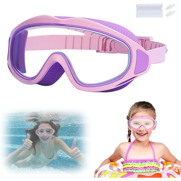 Gafas natación HD 2026 montura grande impermeable antivaho visión amplia niños
